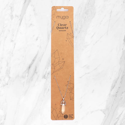 Silver Plated Necklace - Clear Quartz Pendant