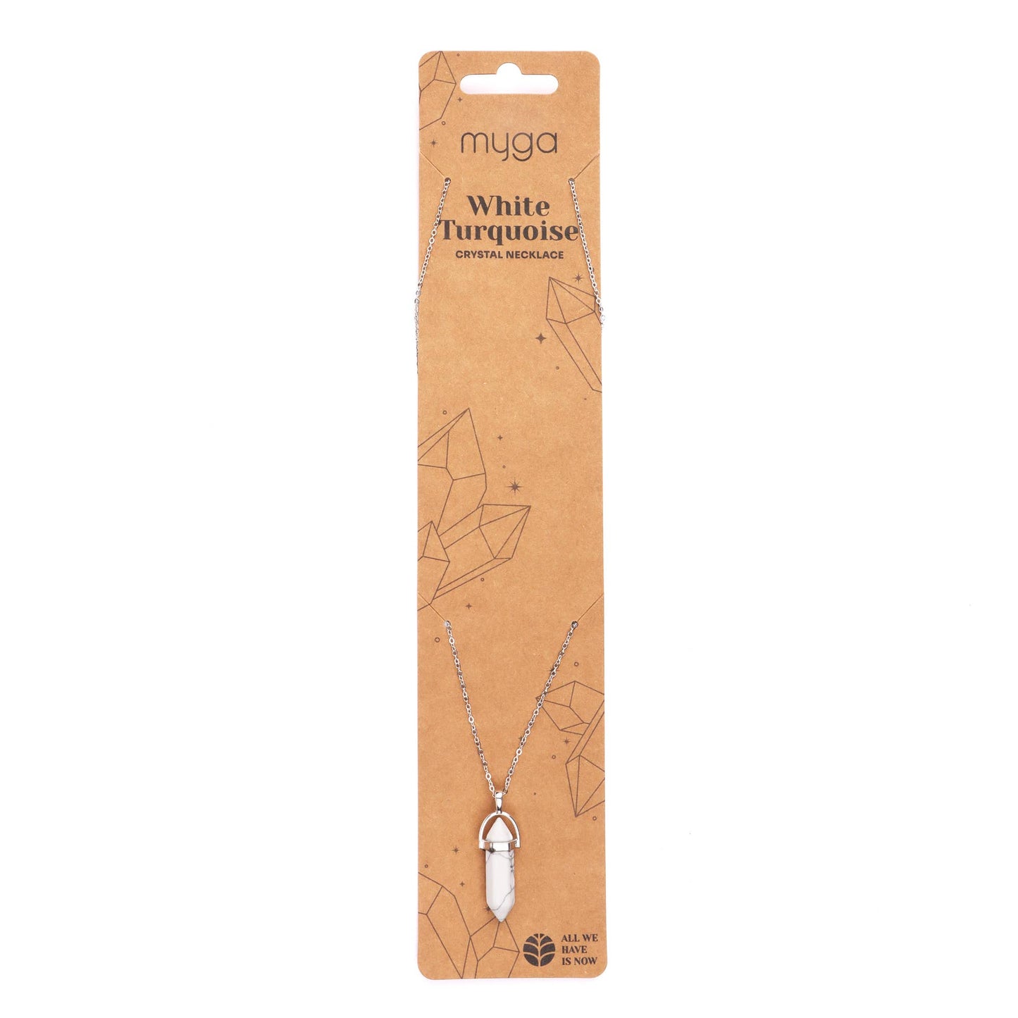 Silver Plated Necklace - White Turquoise Pendant