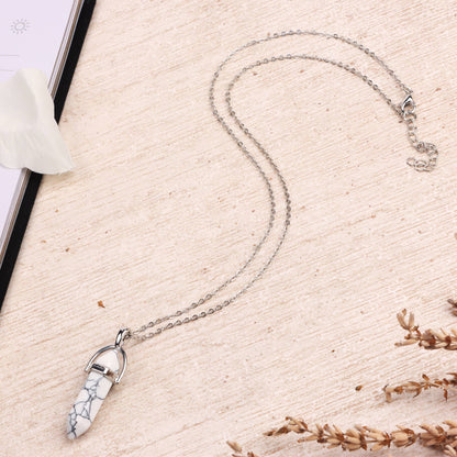 Silver Plated Necklace - White Turquoise Pendant