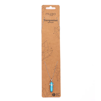 Silver Plated Necklace - Turquoise Pendant